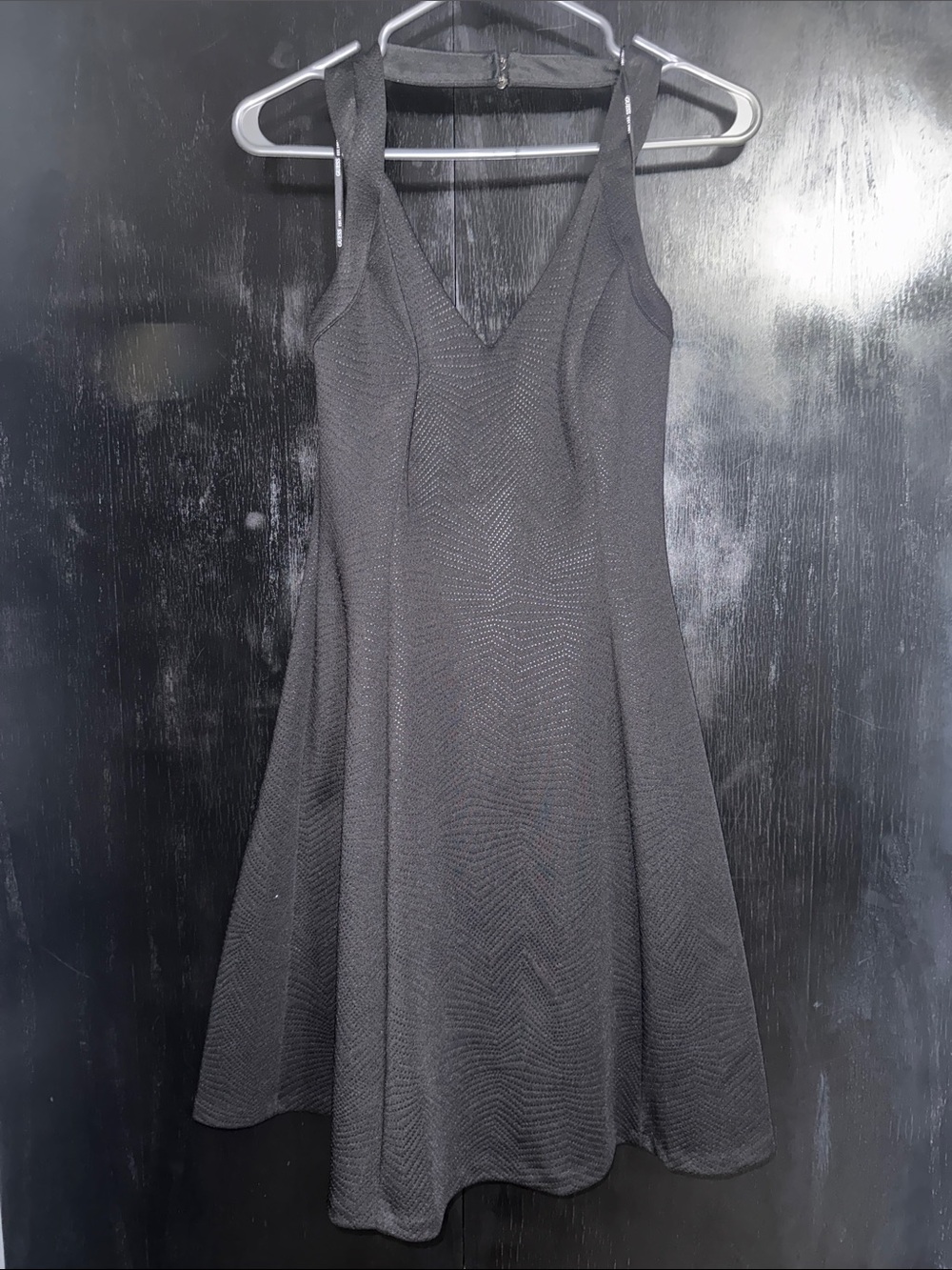 Guess Black V-Neck Sleeveless Fit-and-Flare Mini Dress